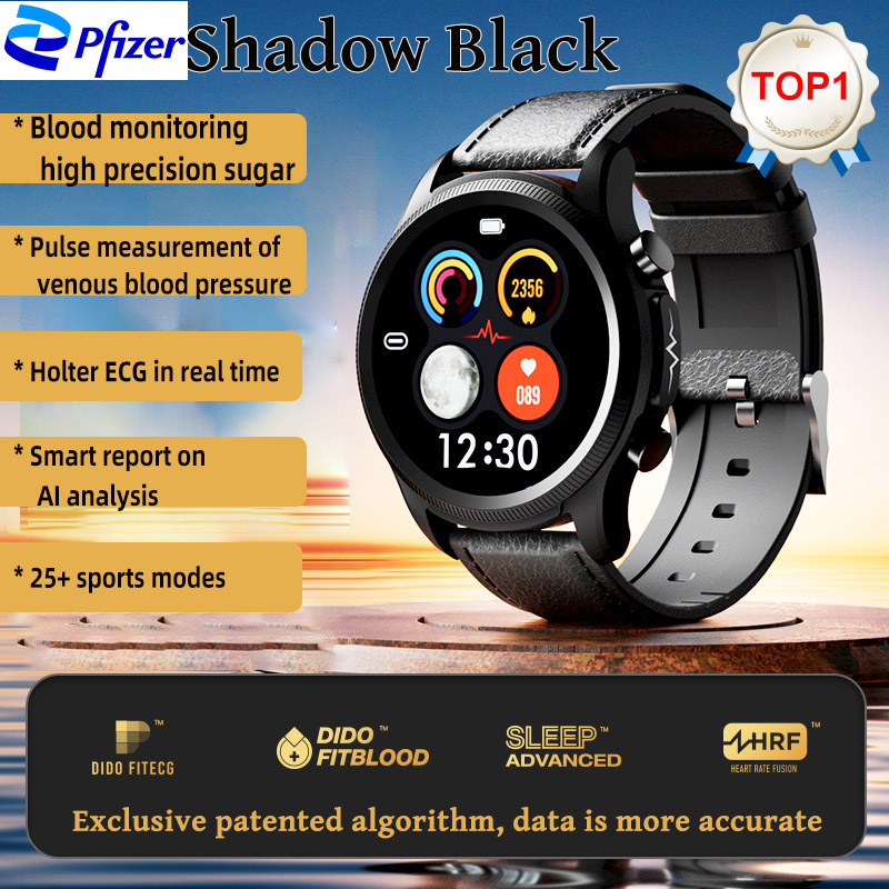 Pfizer Smart Blood Glucose Monitoring Watch [мониторинг на кръвната захар, мониторинг на съня, мониторинг на сърдечната честота, спешно повикване, APP за ежедневно приложение, Bluetooth, 45 спортни режима, IP68 водоустойчив, мониторинг на кръвното налягане, NFC, GPS]